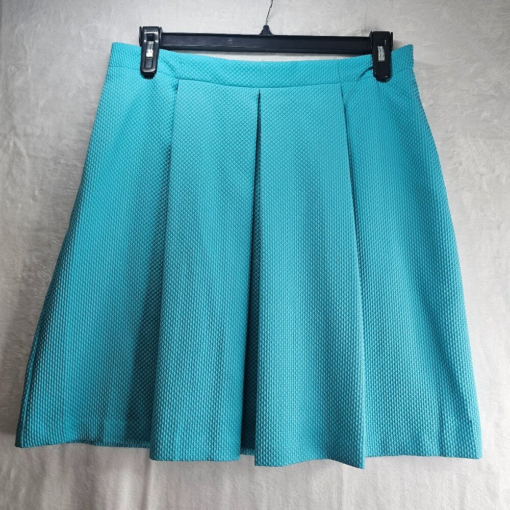 Worthington Women's A-Line Skirt Size 10 Teal Textured Modest Career Office